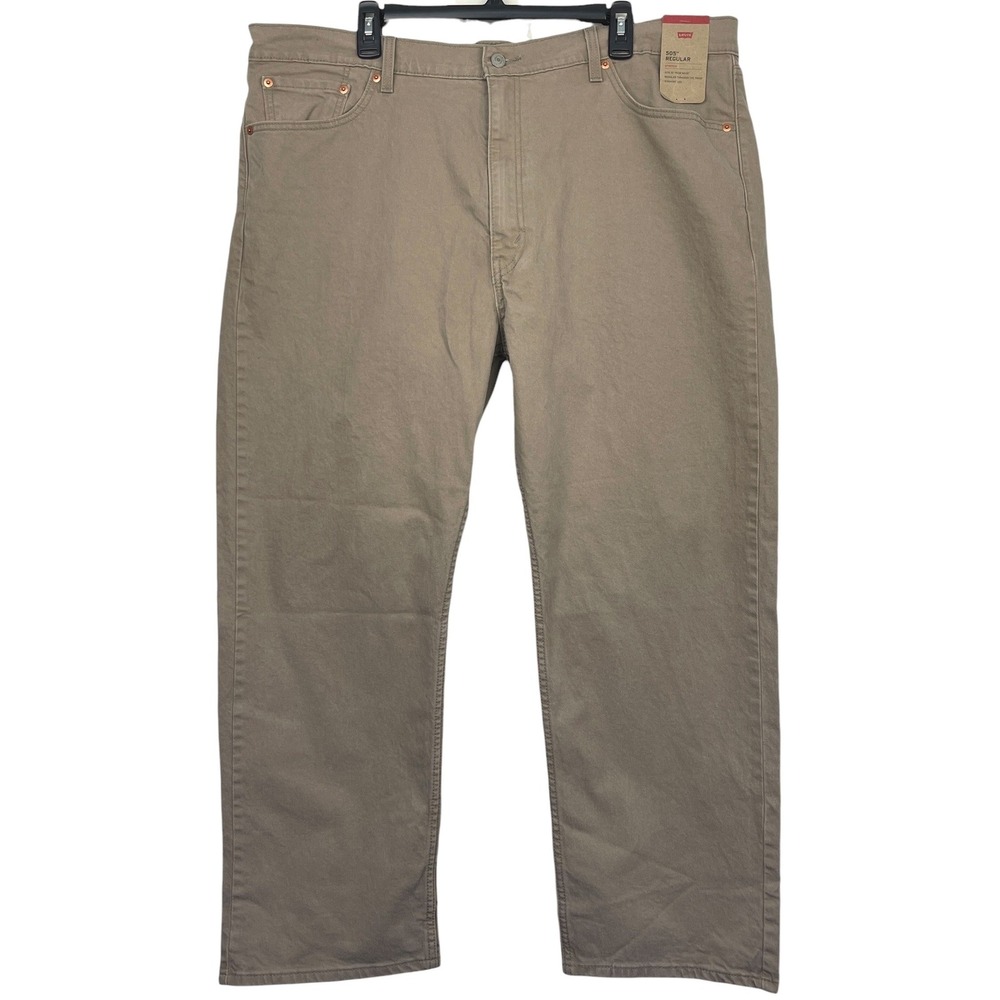 NEW Levis 505 Regular Fit Straight Leg‎ Stretch Jeans Mens 46x30 Tan Khaki